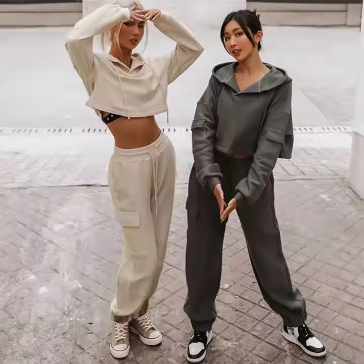 Wholesale Winter Ladies Two Pieces Hoodie Sweatpants Tracksuit Causal 2pcs Set Women Joggers Suit Set Two Piece Pants Set Custom
