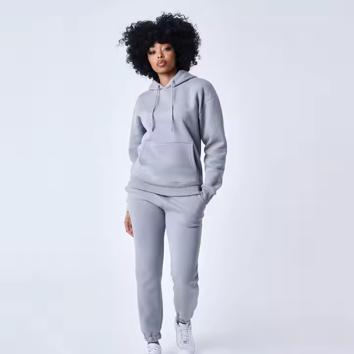 Custom Plus Size Women's Sets Embroidered Hooded Fleece Tracksuits Rhinestone logo 400gsm Streetwear Sets with your logo