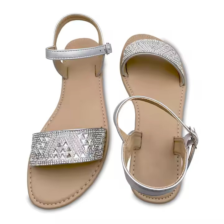 Factory Direct Supply Shoes Woman Sandals Black/ Silver Sandals For Women Other Logos Can Be Printed Fashion Women Flat Sandals