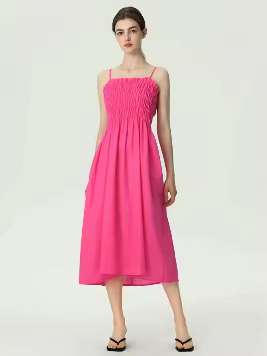 Highly Recommended Pink Ruffle A-Line Stylish Dress FoHighly Recommended Pink Ruffle A-Line Stylish Dress For Women By Indian Exporters Custom OEM Wholesale