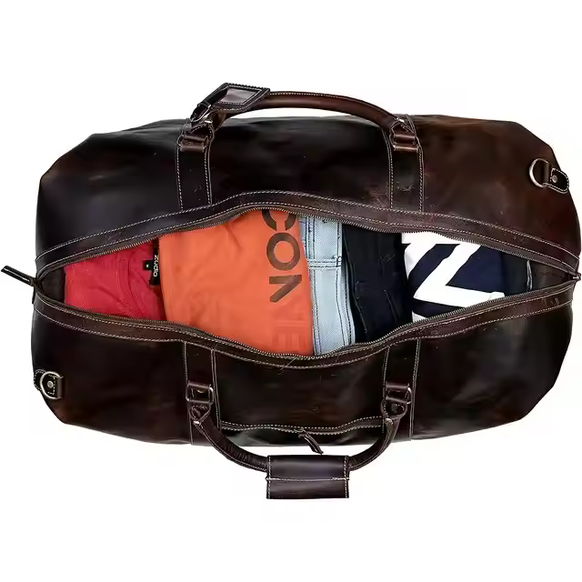Leather Buffalo Travel Case Duffel Luggage Bag, Gym Travel Tote Duffel, Overnight Weekender (brown)
