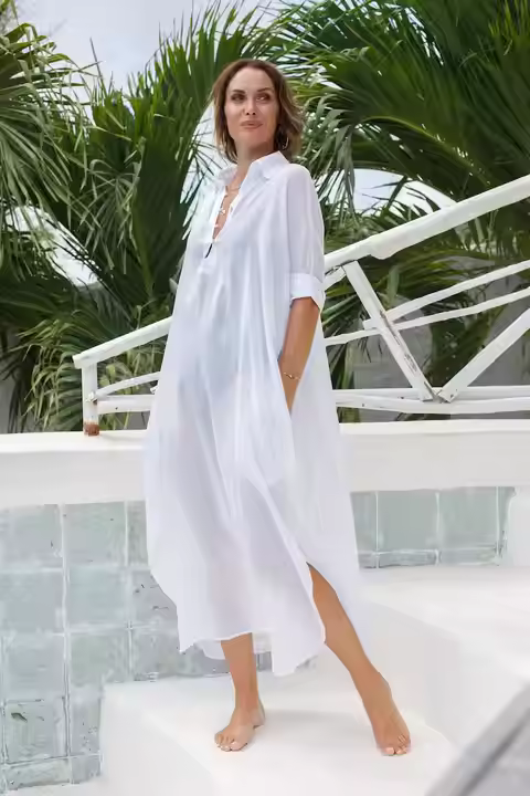 New Casual Solid Color Long Sleeved Cotton Shirt Loose Single-breasted Oversize Long Shirt Dress for Women