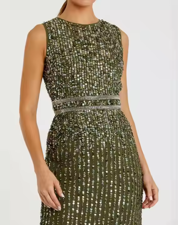 Elegant Floral Aline Evening Party Ball Gown Luxury One-Sleeve Beaded Sequin Embroidery Long Body Shape Dress for Cocktail