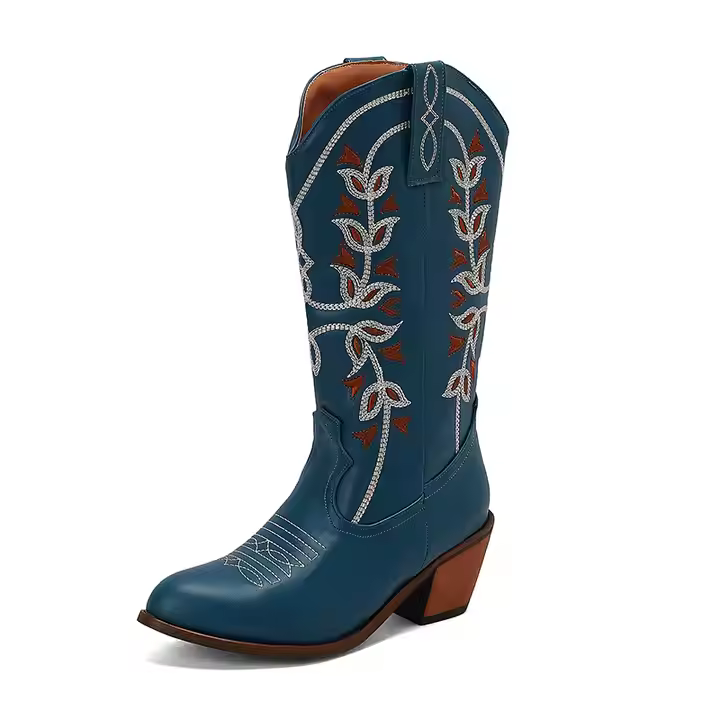 Custom High-Heel High-Top Women's Plus Size Western Denim Knight Boots Winter Autumn Rubber PU Insole for Spring