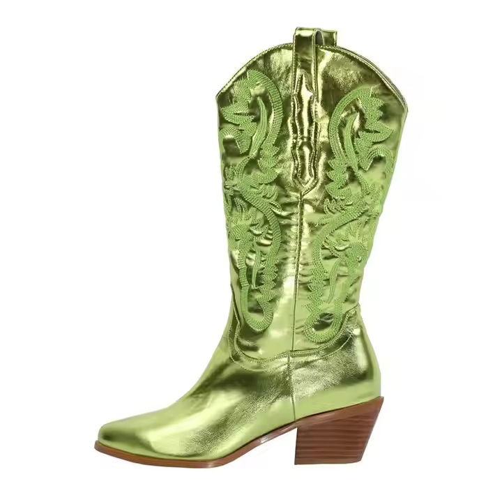 Custom Women's Vintage Western Cowboy Boots with Pointed & round Toe Chunky Heel
